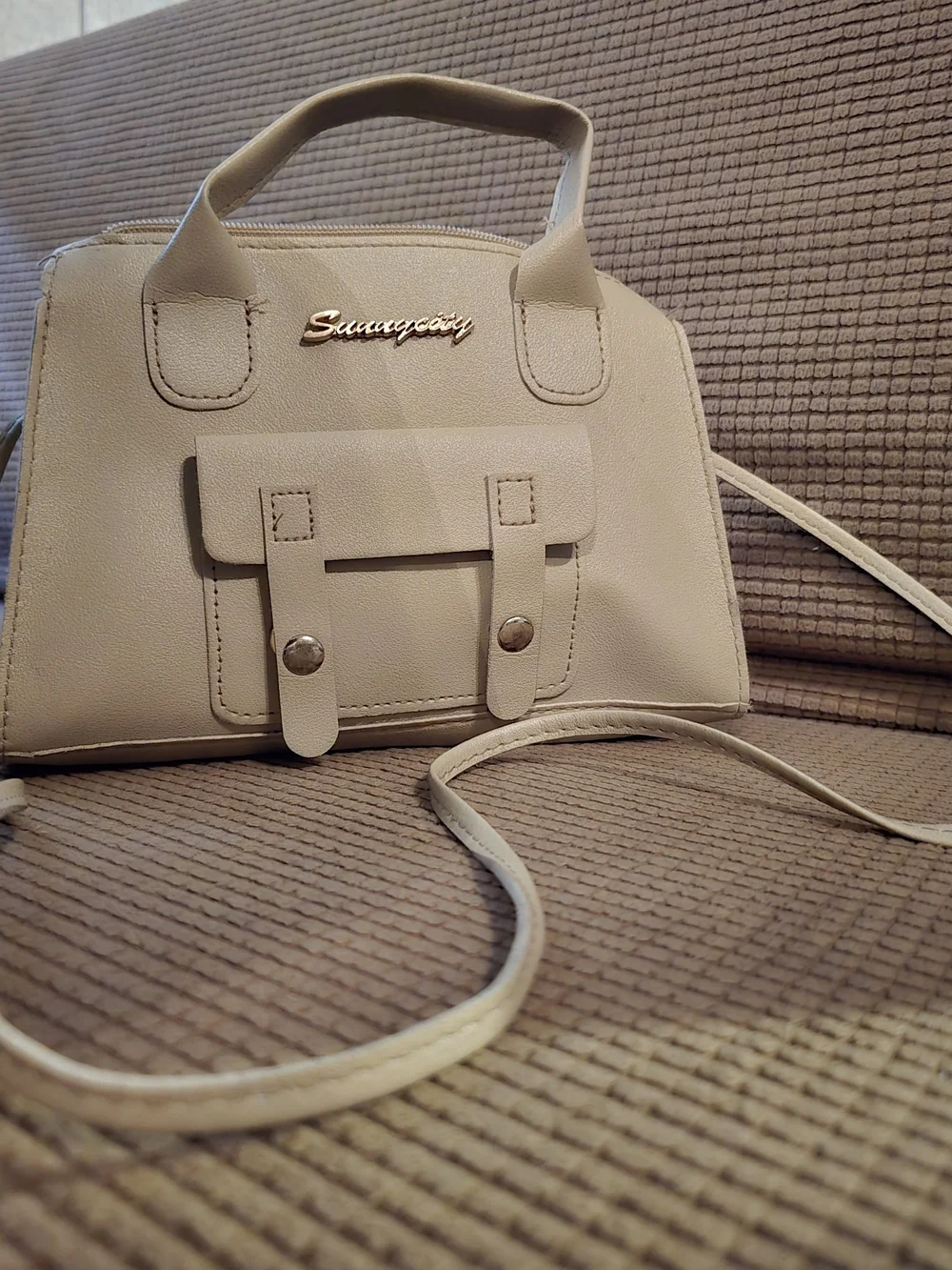 Cream Crossbody Satchel - Women's Handbag